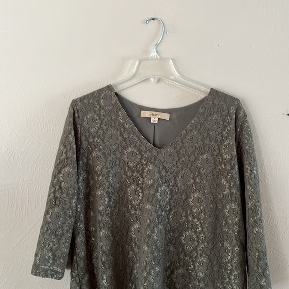 Motto Floral Lace Top Green Sheer Lined Three Quarter Sleeves Size XL - Picture 2 of 14